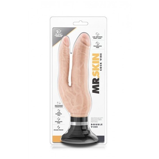 VIBRADOR REALISTA DUPLA PENETRAÇÃO  Dr. Skin 18.5cm Pele