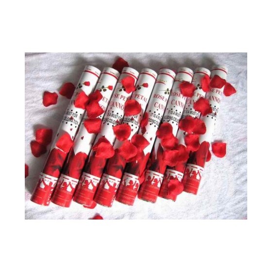 Tubo Confetis Pétalas de Rosas Artificiais Vermelhas 50cm