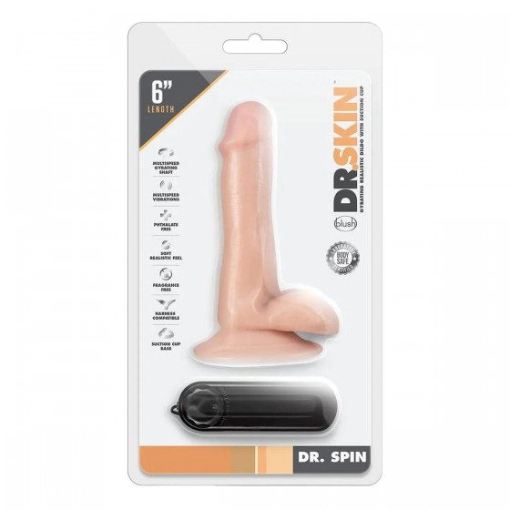 VIBRADOR REALISTICO C/ COMANDO DR. SKIN  ROTATIVO  Dr. SPIN