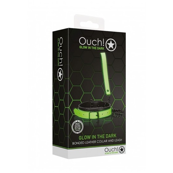 COLAR E TRELA OUCH! GLOW IN THE DARK NEON