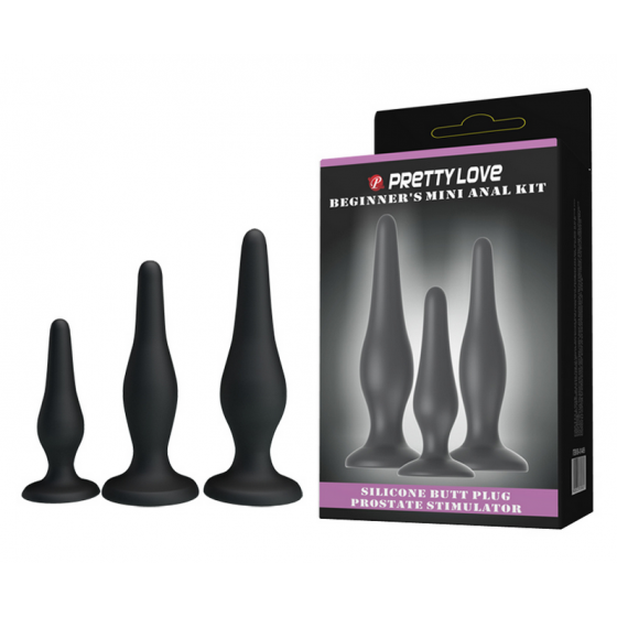 KIT 3 PLUG ANAL BEGINNERS PRETTY LOVE SILICONE