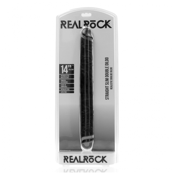 DILDO DUPLO REALÍSTICO REALROCK 14'' (35 cm) - Preto