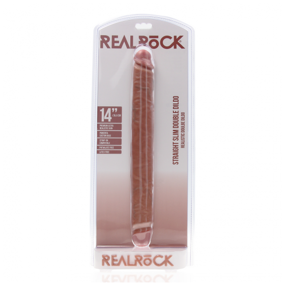 DILDO DUPLO REALÍSTICO REALROCK 14'' (35 cm) - CASTANHO