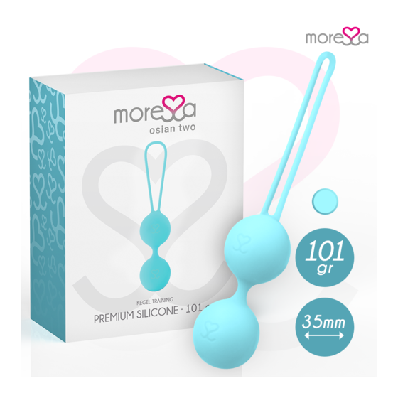 BOLAS (2)VAGINAIS MORESSA PREMIUM SILICONE - OSIAN 101gr TURQUESA