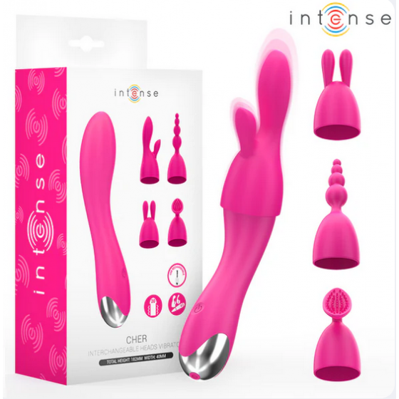 VIBRADOR INTENSE - CHER C/ CABEÇAS INTERCAMBIÁVEIS USB